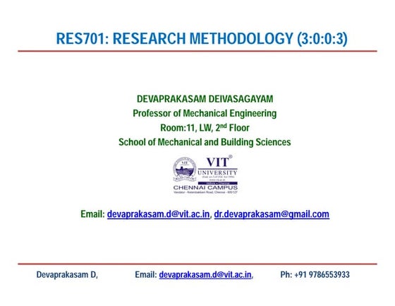 Res701 research methodology lecture 7 8-devaprakasam