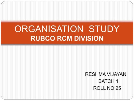 Reshma organiations study at rubco