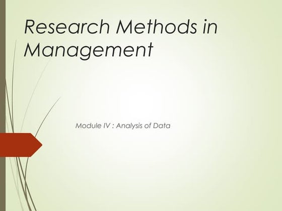 Research methodology - Analysis of Data