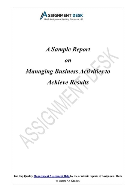 Sample report on managing business activities