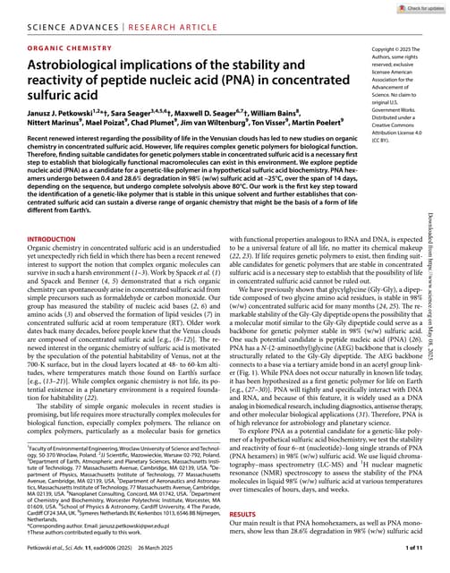 Astrobiological implications of the stability andreactivity of peptide nuclei...