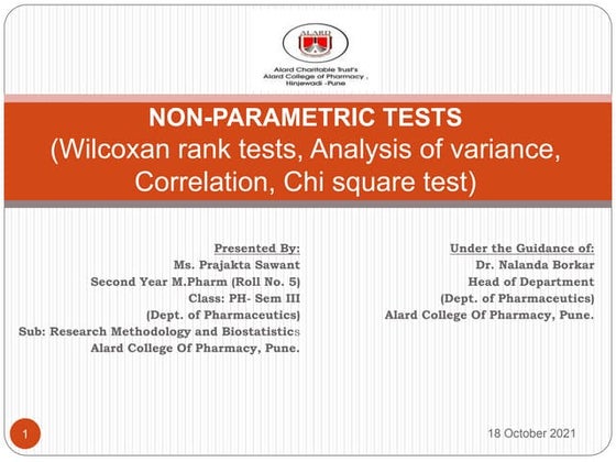 NON-PARAMETRIC TESTS by Prajakta Sawant