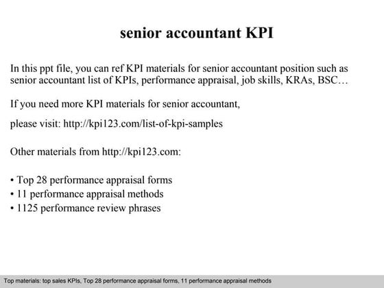 Senior accountant kpi