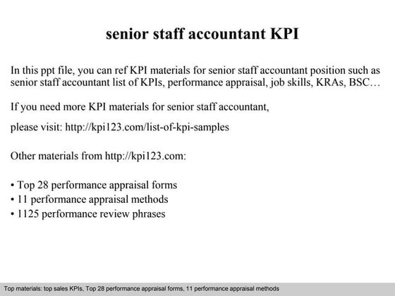 Senior staff accountant kpi