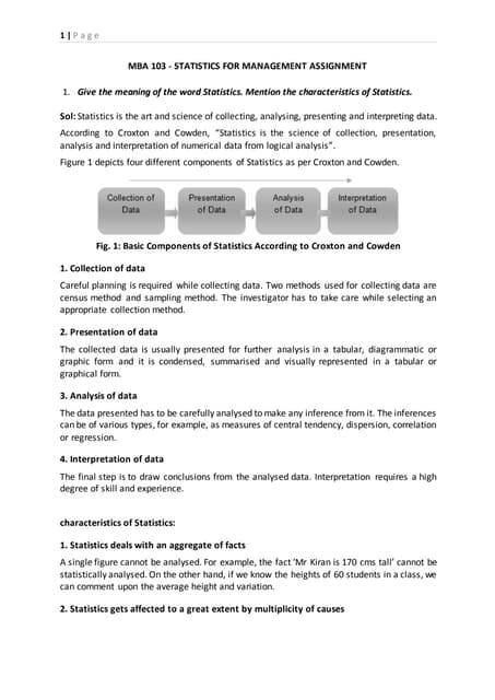 Statistics for management assignment