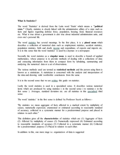 Statistics / Quantitative Techniques Study Material