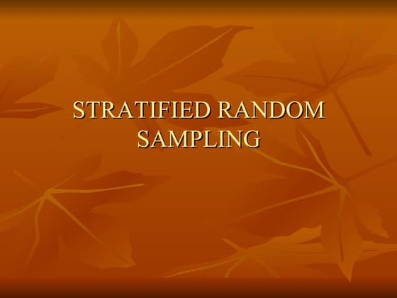 Stratified Random Sampling