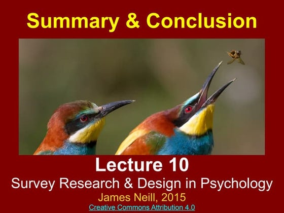 Summary and conclusion - Survey research and design in psychology