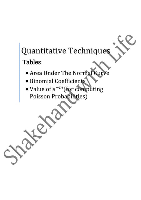 Table quantitative techniques