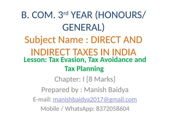 Tax evasion, Tax  planning &  Tax avoidance.pptx