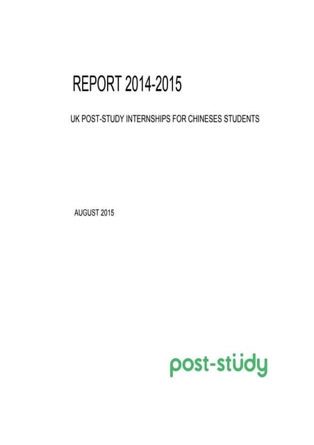 UK post study internships for Chinese students report 2014-15