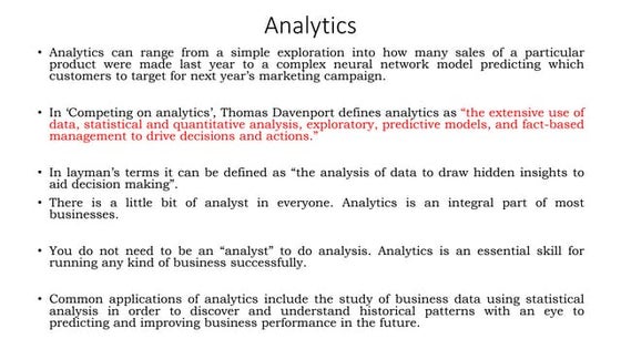 Introductions to Business Analytics 