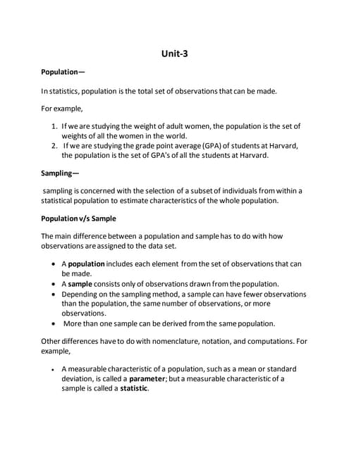 Unit 3 Sampling