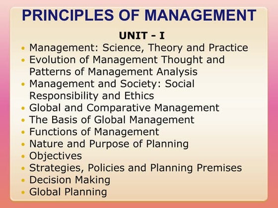Unit I - Management Science and Theory and Practice