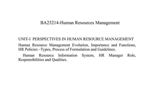 UNIT 1 human rsource management presentation