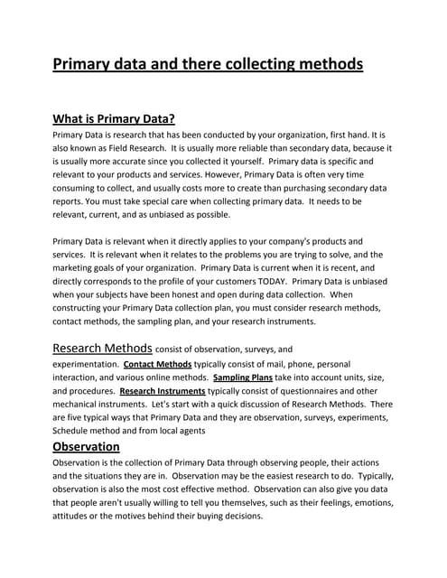 What is primary data in detail