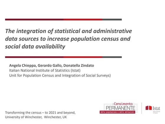 The integration of statistical and administrative data sources to increase po...