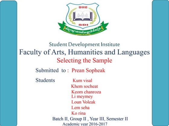 Selecting a sample: Writing Skill 