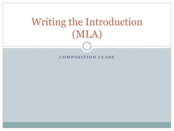 Writing the introduction mla